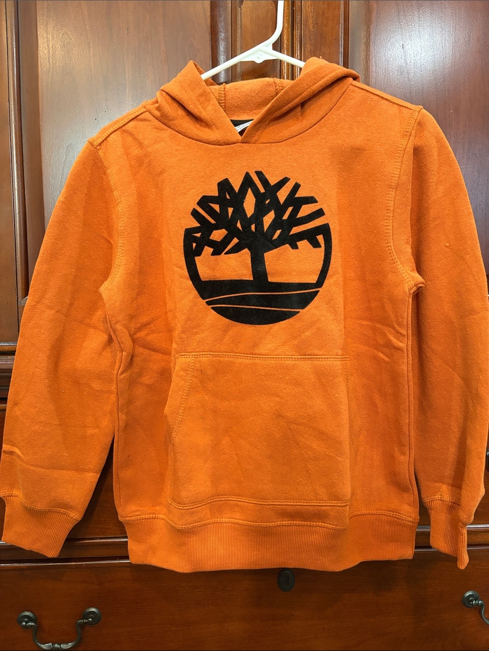 Timberland Orange Crewneck Hoodie with Black Tree Logo - Men